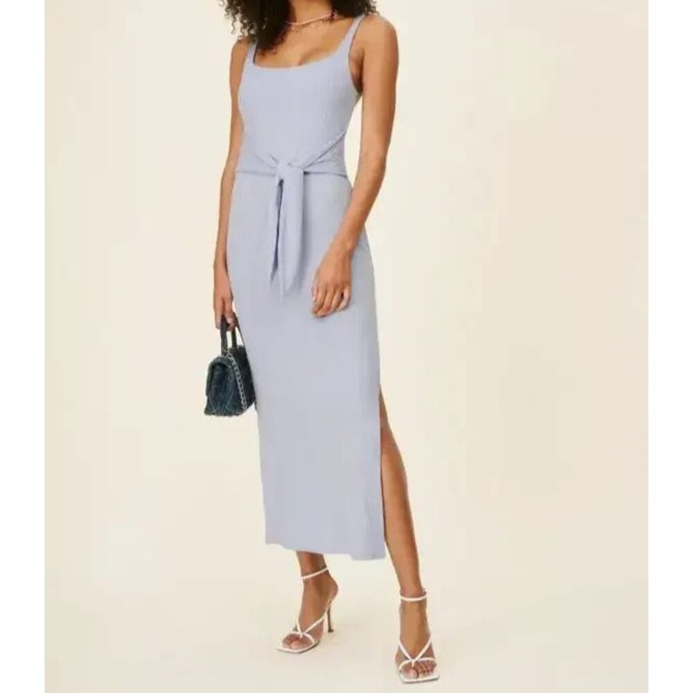 Reformation Hosby Ribbed Knit Dress Sky Blue Size XS